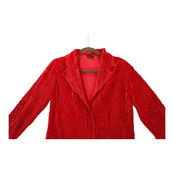 Sara Isabella Cocktail Blazer Women Small Red Crushed Velvet‎ Cardigan - Picture 3 of 7